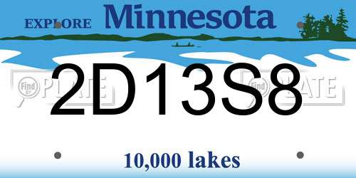 2D13S8 Minnesota License Plate