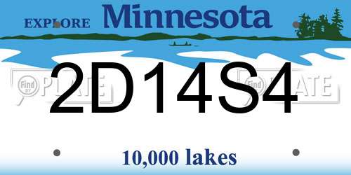 2D14S4 Minnesota License Plate