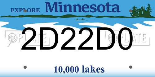 2D22D0 Minnesota License Plate