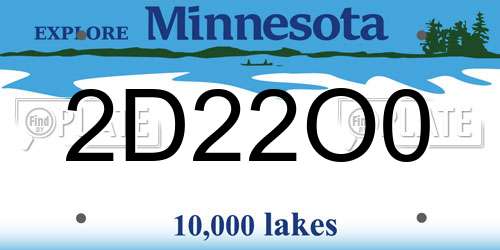 2D22O0 Minnesota License Plate