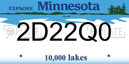 2D22Q0 Minnesota License Plate