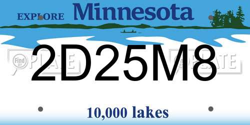2D25M8 Minnesota License Plate