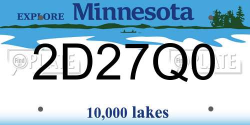 2D27Q0 Minnesota License Plate