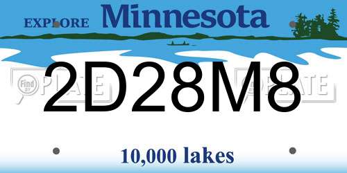 2D28M8 Minnesota License Plate