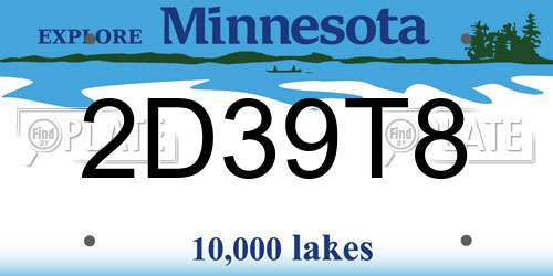 2D39T8 Minnesota License Plate