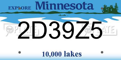 2D39Z5 Minnesota License Plate