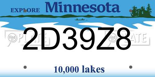 2D39Z8 Minnesota License Plate