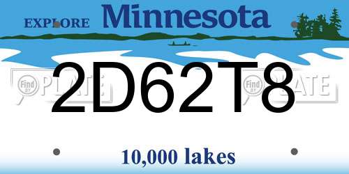 2D62T8 Minnesota License Plate