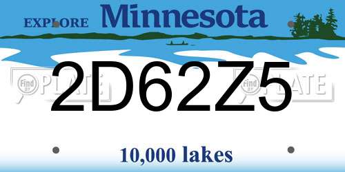 2D62Z5 Minnesota License Plate