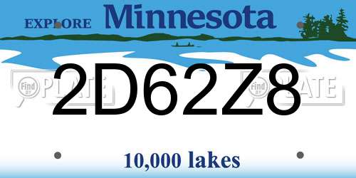 2D62Z8 Minnesota License Plate