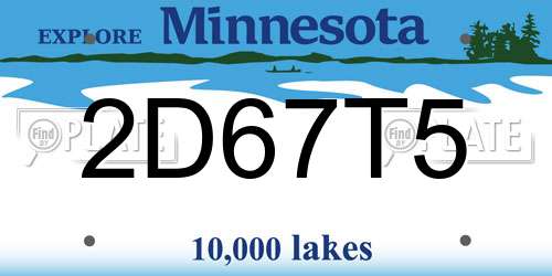 2D67T5 Minnesota License Plate