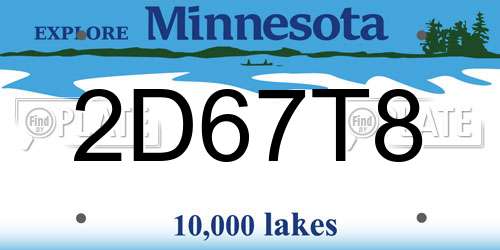 2D67T8 Minnesota License Plate
