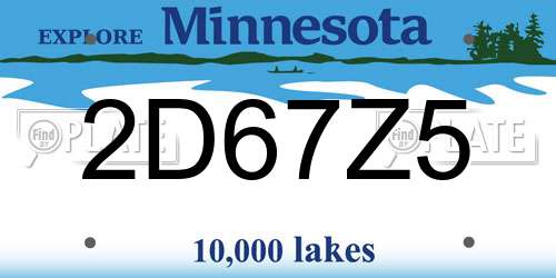2D67Z5 Minnesota License Plate