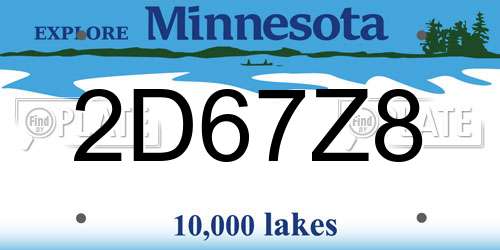 2D67Z8 Minnesota License Plate