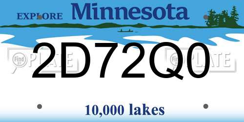 2D72Q0 Minnesota License Plate
