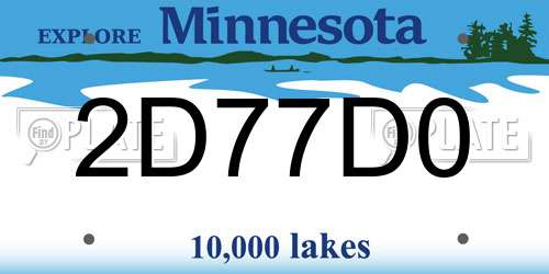 2D77D0 Minnesota License Plate