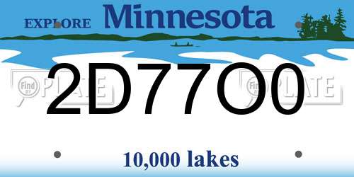 2D77O0 Minnesota License Plate