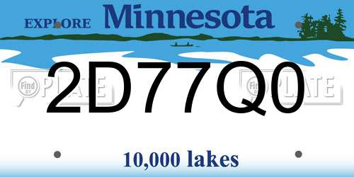 2D77Q0 Minnesota License Plate
