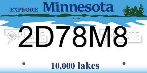 2D78M8 Minnesota License Plate