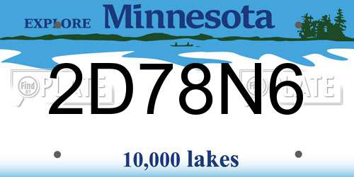 2D78N6 Minnesota License Plate