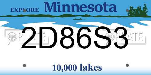 2D86S3 Minnesota License Plate
