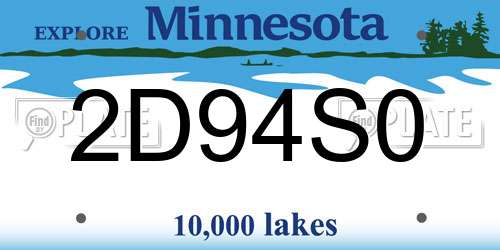 2D94S0 Minnesota License Plate