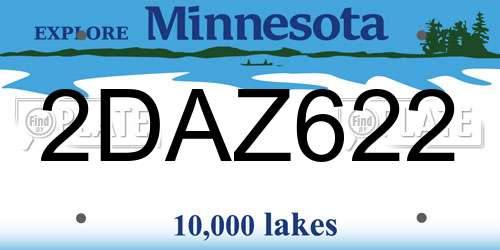 2DAZ622 Minnesota License Plate