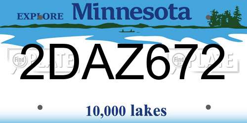 2DAZ672 Minnesota License Plate