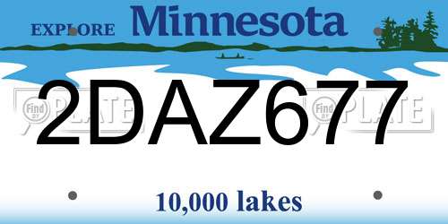 2DAZ677 Minnesota License Plate