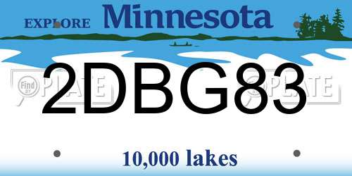 2DBG83 Minnesota License Plate