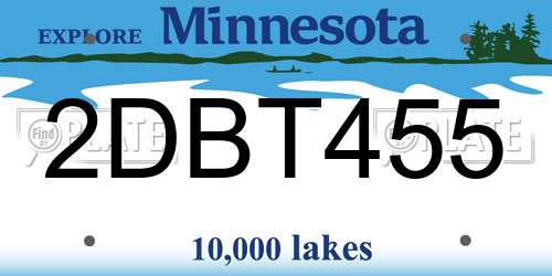 2DBT455 Minnesota License Plate