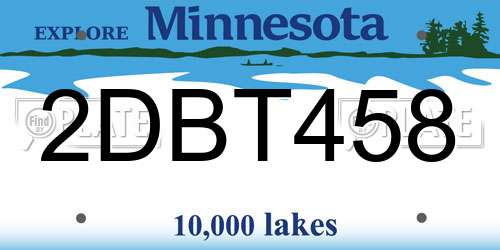 2DBT458 Minnesota License Plate