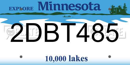 2DBT485 Minnesota License Plate