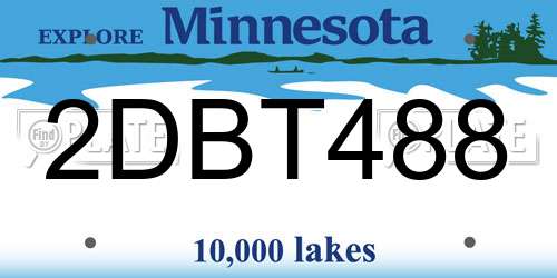 2DBT488 Minnesota License Plate