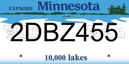 2DBZ455 Minnesota License Plate