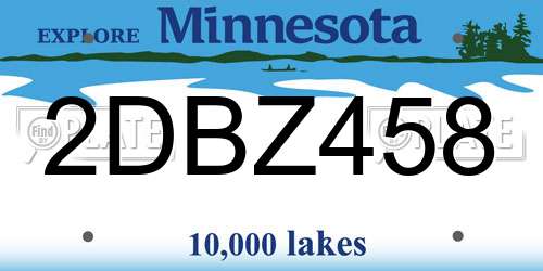 2DBZ458 Minnesota License Plate