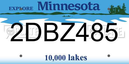 2DBZ485 Minnesota License Plate