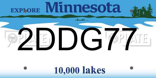 2DDG77 Minnesota License Plate