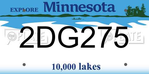 2DG275 Minnesota License Plate