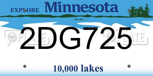 2DG725 Minnesota License Plate