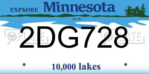 2DG728 Minnesota License Plate