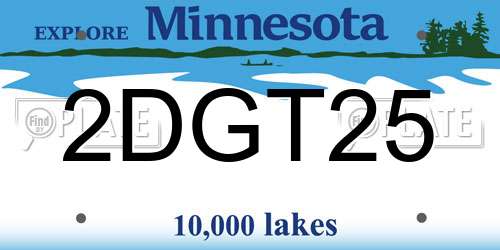 2DGT25 Minnesota License Plate