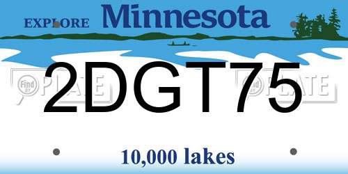 2DGT75 Minnesota License Plate