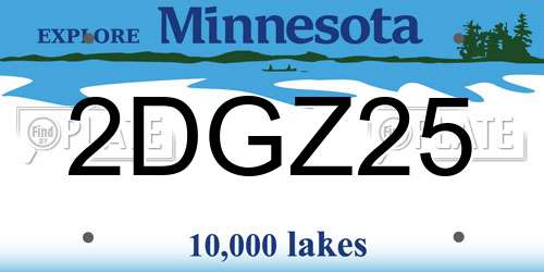 2DGZ25 Minnesota License Plate