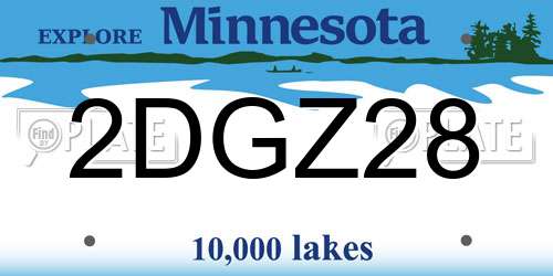 2DGZ28 Minnesota License Plate