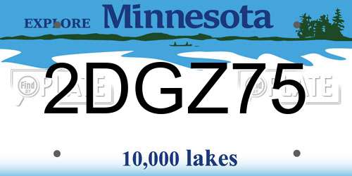 2DGZ75 Minnesota License Plate