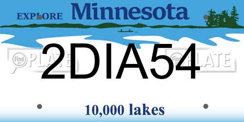 2DIA54 Minnesota License Plate