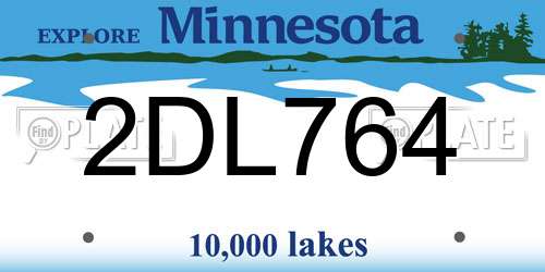 2DL764 Minnesota License Plate