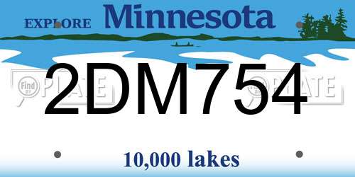 2DM754 Minnesota License Plate