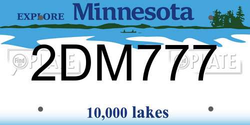 2DM777 Minnesota License Plate